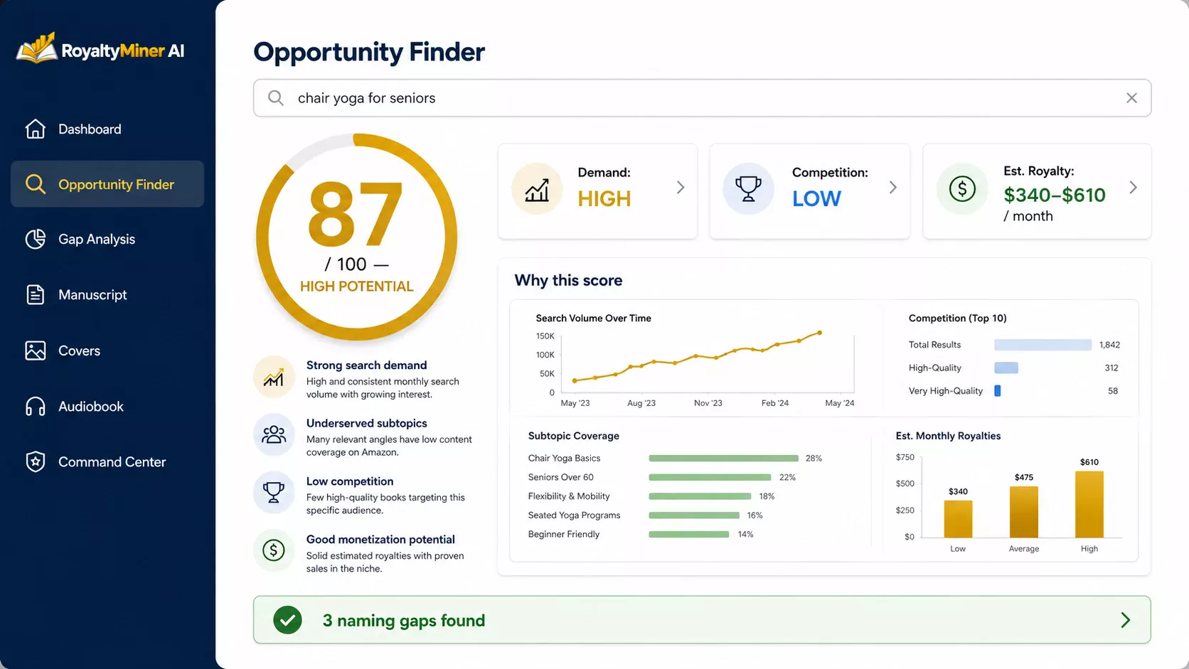 Opportunity Finder screen